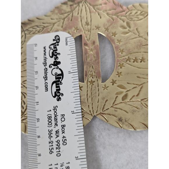 Handmade brass/copper belt buckle Artisan very old 11/4' belt allow5"x3 3/4" - Picture 5 of 9